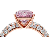 Rose gold Fancy Pink Princess  Diamond Pavé Band Solitaire Ring with Four-Prong Setting_32