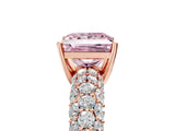 Rose gold Fancy Pink Princess  Diamond Pavé Band Solitaire Ring with Four-Prong Setting_33