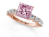 Rose gold Fancy Pink Princess  Diamond Pavé Band Solitaire with Four-Prong Setting_1