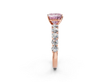 Rose gold Fancy Pink Princess  Diamond Pavé Band Solitaire with Four-Prong Setting_2