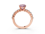 Rose gold Fancy Pink Princess  Diamond Pavé Band Solitaire with Four-Prong Setting_3