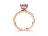 Rose gold Fancy Pink Princess  Diamond Pavé Band Solitaire with Four-Prong Setting_3