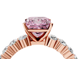 Rose gold Fancy Pink Princess  Diamond Pavé Band Solitaire with Four-Prong Setting_4