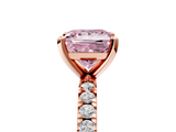 Rose gold Fancy Pink Princess  Diamond Pavé Band Solitaire with Four-Prong Setting_5