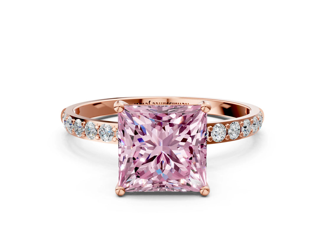 Rose gold Fancy Pink Princess  Diamond Pavé Band with Six-Prong Setting_27