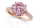 Rose gold Fancy Pink Princess  Diamond Pave Band with Floral Prong Setting_26
