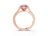 Rose gold Fancy Pink Princess  Diamond Pave Band with Floral Prong Setting_28