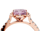 Rose gold Fancy Pink Princess  Diamond Pave Band with Floral Prong Setting_29