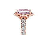 Rose gold Fancy Pink Princess  Diamond Pave Band with Floral Prong Setting_30