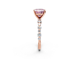 Rose gold Fancy Pink Princess  Diamond Prong Set Engagement Ring with Pave Band_2