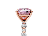 Rose gold Fancy Pink Princess  Diamond Prong Set Engagement Ring with Pave Band_5