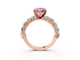 Rose gold Fancy Pink Princess  Diamond Prong Setting with Side Stones on a Pave Band_3