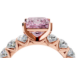 Rose gold Fancy Pink Princess  Diamond Prong Setting with Side Stones on a Pave Band_4