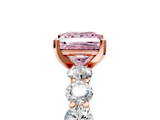 Rose gold Fancy Pink Princess  Diamond Prong Setting with Side Stones on a Pave Band_5