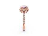 Rose gold Fancy Pink Princess  Diamond Solitaire Ring with Shared Prong Pavé Band_19
