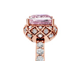 Rose gold Fancy Pink Princess  Diamond Solitaire Ring with Shared Prong Pavé Band_22