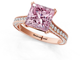 Rose gold Fancy Pink Princess  Diamond Solitaire with Pave Band and Six-Prong Setting_1