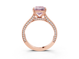 Rose gold Fancy Pink Princess  Diamond Solitaire with Pave Band and Six-Prong Setting_3