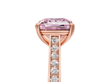 Rose gold Fancy Pink Princess  Diamond Solitaire with Pave Band and Six-Prong Setting_5