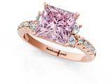 Rose gold Fancy Pink Princess  Diamond Three-Stone Pave Band with Four-Prong Setting_1