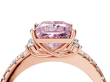 Rose gold Fancy Pink Princess  Diamond Three-Stone Pave Band with Four-Prong Setting_4