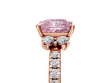 Rose gold Fancy Pink Princess  Diamond Three-Stone Pave Band with Four-Prong Setting_5