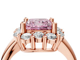 Rose gold Fancy Pink Princess  Halo Cluster Diamond Engagement Ring with Prong Setting and Polished Band_24