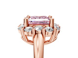 Rose gold Fancy Pink Princess  Halo Cluster Diamond Engagement Ring with Prong Setting and Polished Band_25