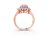 Rose gold Fancy Pink Princess  Halo Cluster Diamond Engagement Ring with Solitaire Band and Prong Setting_67