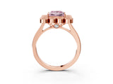 Rose gold Fancy Pink Princess  Halo Diamond Cluster Engagement Ring with Milgrain Bezel Setting and Solitaire Band_30
