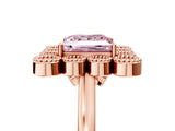 Rose gold Fancy Pink Princess  Halo Diamond Cluster Engagement Ring with Milgrain Bezel Setting and Solitaire Band_32