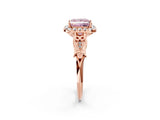 Rose gold Fancy Pink Princess  Halo Diamond Engagement Ring with Filigree Band and Four-Prong Setting_83