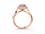 Rose gold Fancy Pink Princess  Halo Diamond Engagement Ring with Filigree Band and Four-Prong Setting_84