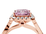Rose gold Fancy Pink Princess  Halo Diamond Engagement Ring with Filigree Band and Four-Prong Setting_85