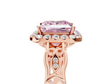 Rose gold Fancy Pink Princess  Halo Diamond Engagement Ring with Filigree Band and Four-Prong Setting_86