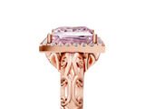Rose gold Fancy Pink Princess  Halo Diamond Engagement Ring with Intricate Filigree Band and Four-Prong Setting_5