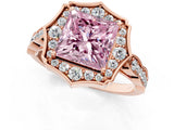 Rose gold Fancy Pink Princess  Halo Diamond Engagement Ring with Milgrain Band and Four-Prong Setting_17