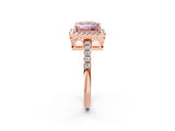 Rose gold Fancy Pink Princess  Halo Diamond Engagement Ring with Pavé Band and Four-Prong Setting_53