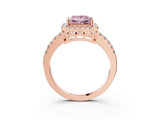Rose gold Fancy Pink Princess  Halo Diamond Engagement Ring with Pavé Band and Four-Prong Setting_54
