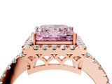 Rose gold Fancy Pink Princess  Halo Diamond Engagement Ring with Pavé Band and Four-Prong Setting_55