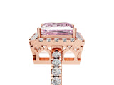 Rose gold Fancy Pink Princess  Halo Diamond Engagement Ring with Pavé Band and Four-Prong Setting_56