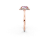 Rose gold Fancy Pink Princess  Halo Diamond Engagement Ring with Solitaire Band and Four-Prong Setting_2