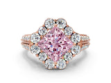 Rose gold Fancy Pink Princess  Halo Diamond Engagement Ring with Split Shank and Prong Setting_28