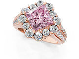 Rose gold Fancy Pink Princess  Halo Diamond Engagement Ring with Split Shank and Prong Setting_29