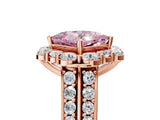 Rose gold Fancy Pink Princess  Halo Diamond Engagement Ring with Split Shank and Prong Setting_33