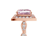 Rose gold Fancy Pink Princess  Halo Diamond Engagement Ring with Twisted Band and Four-Prong Setting 1