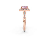 Rose gold Fancy Pink Princess  Halo Diamond Engagement Ring with Twisted Band and Four-Prong Setting 4