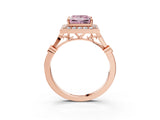 Rose gold Fancy Pink Princess  Halo Diamond Engagement Ring with Twisted Band and Four-Prong Setting 5