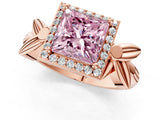 Rose gold Fancy Pink Princess  Halo Diamond Floral Band with Four-Prong Setting_37