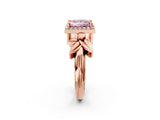 Rose gold Fancy Pink Princess  Halo Diamond Floral Band with Four-Prong Setting_38